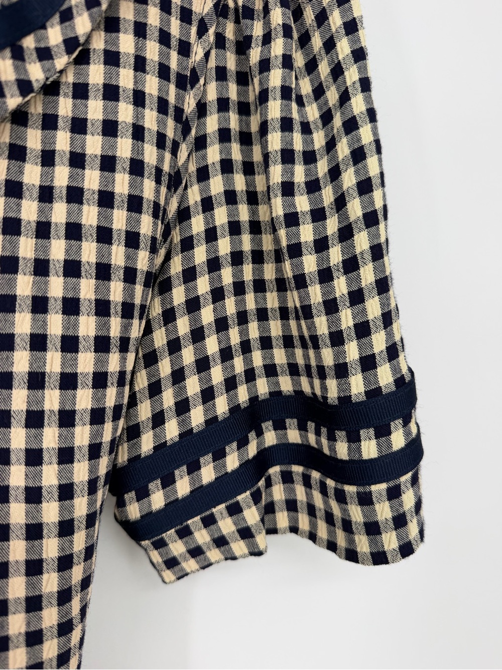 Vintage J.B.S. LTD Gingham Sailor Collar Maxi Dress Size 12 - Picture 4 of 7
